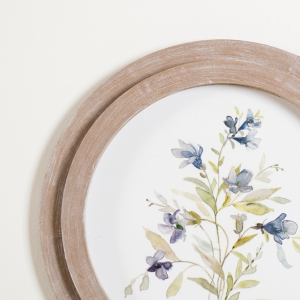 Round Blue Florals II Framed Art Print