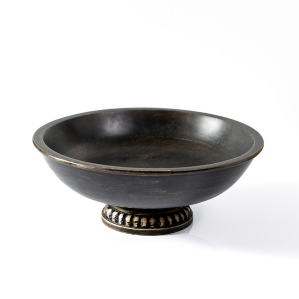 Black Distressed Mango Wood Pedestal Bowl | Kirklands Home