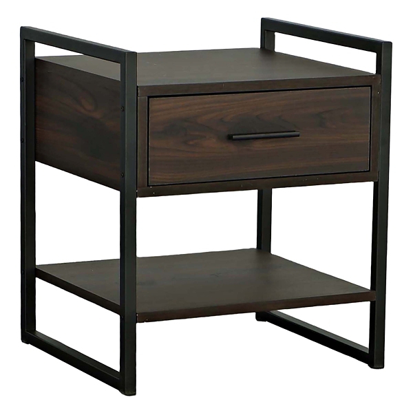 Brown Wood & Black Metal Frame Nightstand Kirklands Home