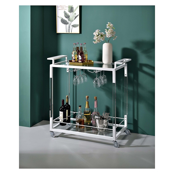White Metal and Clear Acrylic Bar Cart Kirklands Home