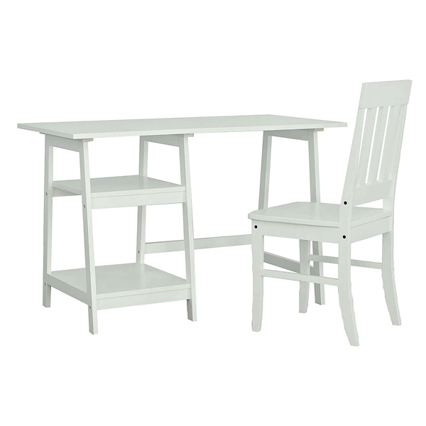 White Wood 2pc. Desk and Chair Set Kirklands Home