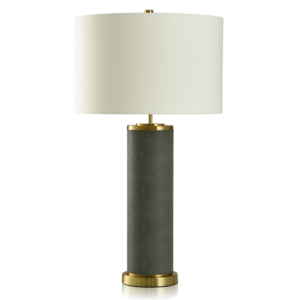 Gray Leather and Gold Table Lamp