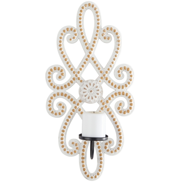 Whitewash Beaded Scroll Sconce Kirklands Home
