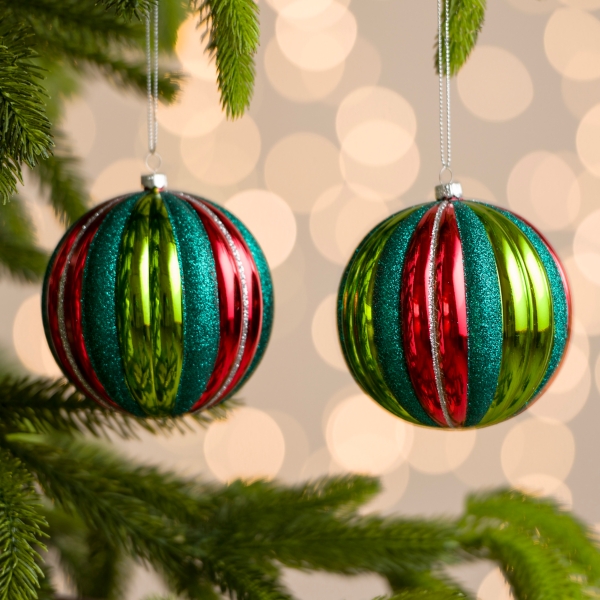 Vintage Red and Green 4 in. Ornaments, Set of 2 Kirklands Home