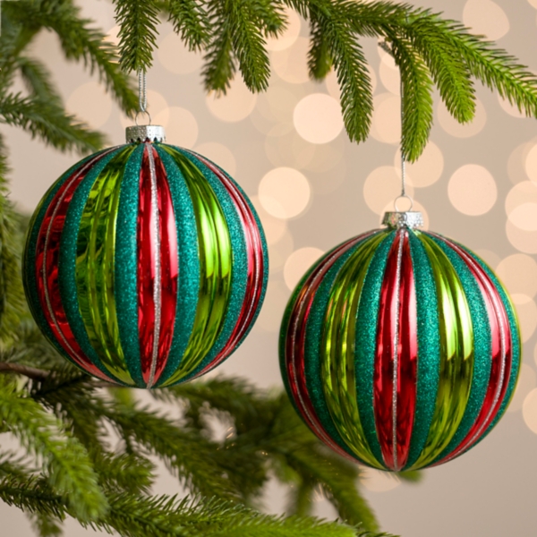 Vintage Red and Green 6 in. Ornaments, Set of 2 | Kirklands Home