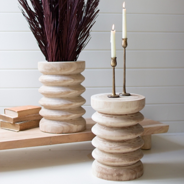 Natural Carved Wood Decorative Vase