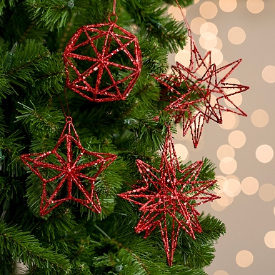 Assorted Wood Christmas Tree Ornaments (Set of 4) - Christmas Tree Color