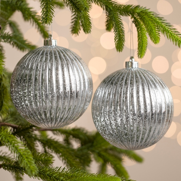 Silver Ridged 6 in. Tree Ornaments, Set of 2 Kirklands Home