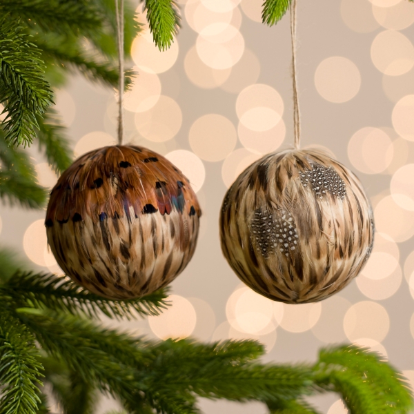 Natural Feather Ball Ornaments, Set of 2 Kirklands Home