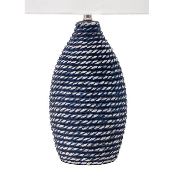 Kirklands Blue and White Ceramic Faux Rope Table Lamp | Hamilton Place
