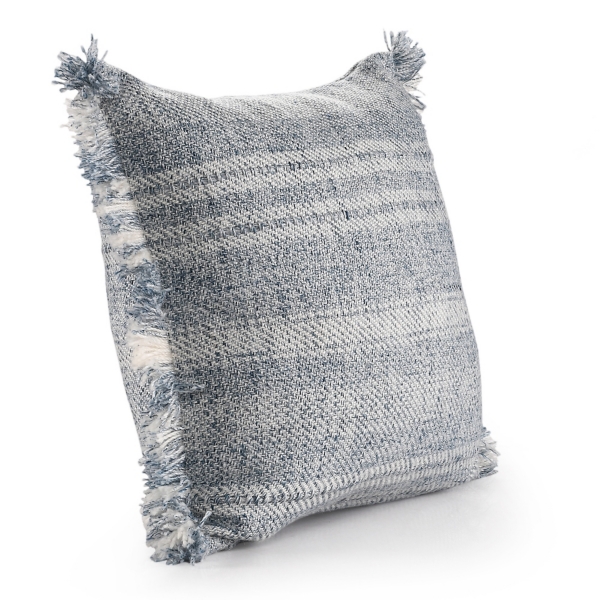 Denim Contemporary Stripe Outdoor Throw Pillow