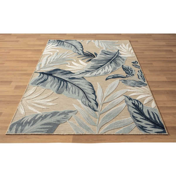 Large Print Tropical Leaf Outdoor Area Rug