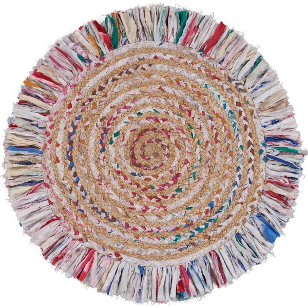 Round Multicolor Braided Jute Area Rug, 3x3 Kirklands Home