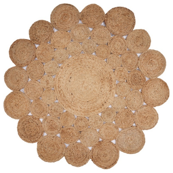 Natural Scalloped Jute Area Rug, 4x4 Kirklands Home