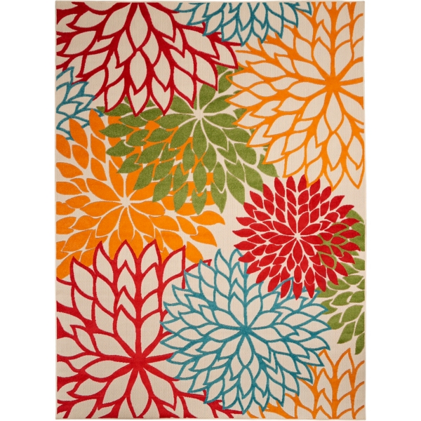 Bright Red Floral Burst Outdoor Area Rug, 6x9 Kirklands Home