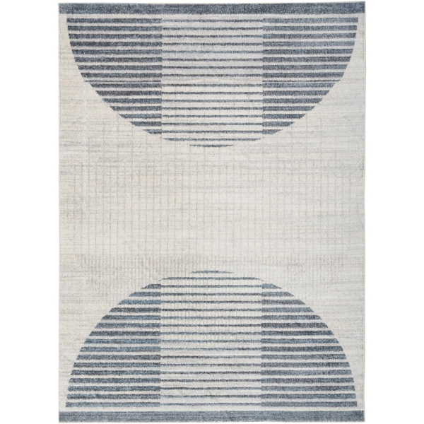 Blue and Ivory Half Moon Washable Area Rug, 5x7 Kirklands Home