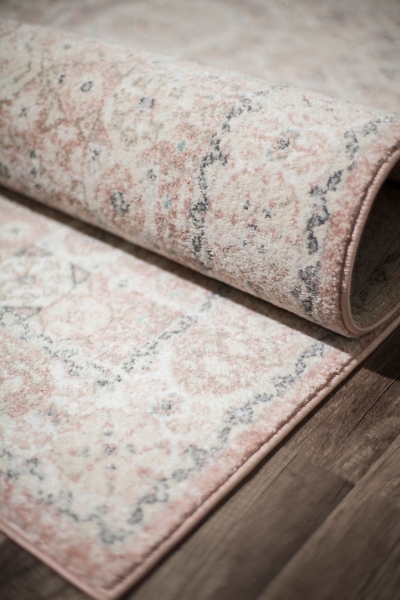 Pink Peony Medallion Area Rug, 5x7