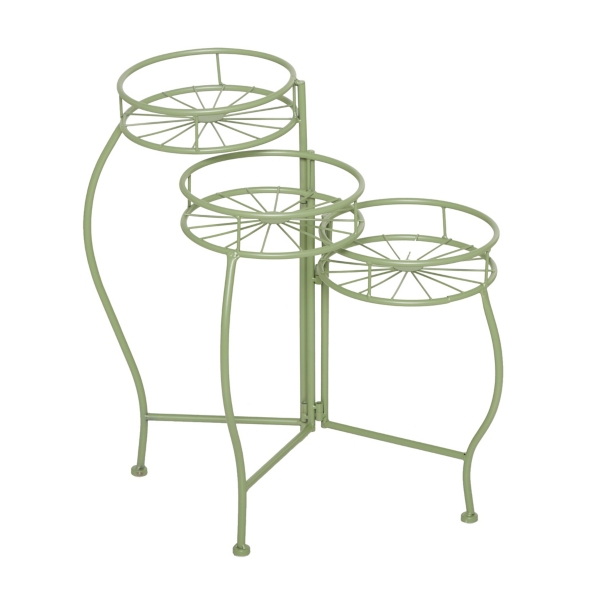 Green Metal Starburst 3-Tier Plant Stand