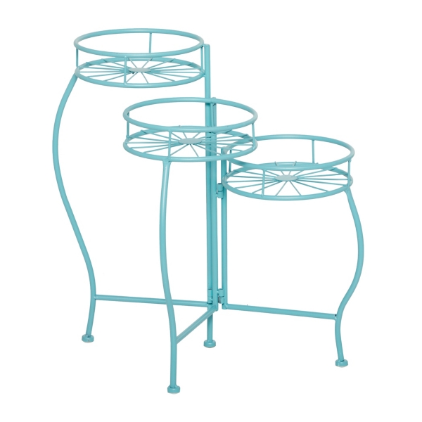 Turquoise Metal Starburst 3-Tier Plant Stand | Kirklands Home