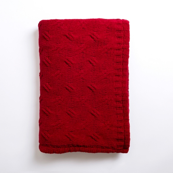 Red cable knit online blanket