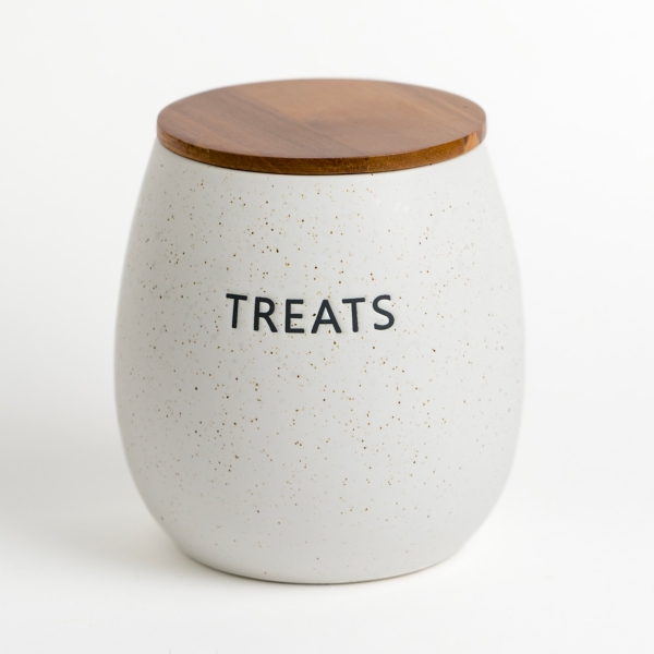 White Speckled Ceramic Treat Jar