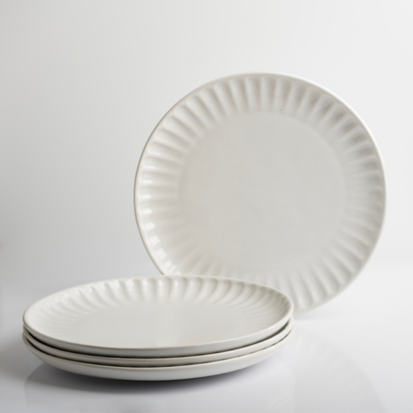 White Petals Ceramic Dinner Plates, Set of 4 Kirklands Home