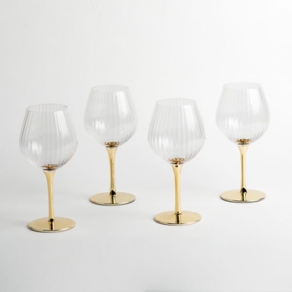 Ripple Gold Base Wine Glasses, Set of 4 Kirklands Home