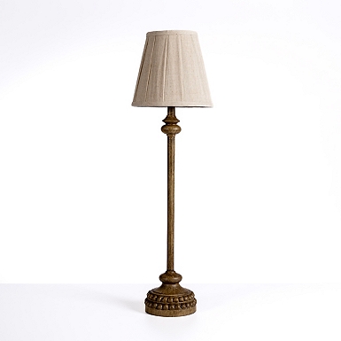 Distressed Ivory Pleated Shade Buffet Lamp