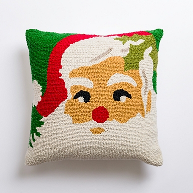 Embroidered Green Holly Christmas Pillow