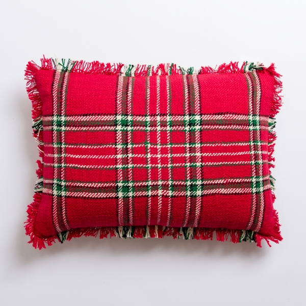 Red and green online plaid pillows