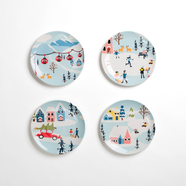 Snowy Village Ceramic Salad Plates, Set of 4 Kirklands Home