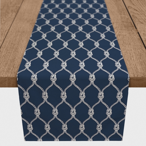 Navy Blue Nautical Knots Table Runner, 90 in.
