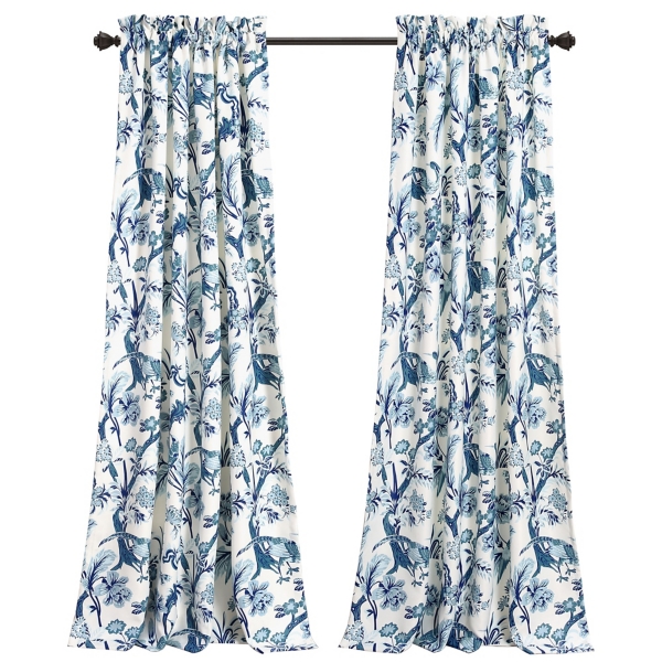 Blue and White Dolores Curtain Panel Set, 95 in.