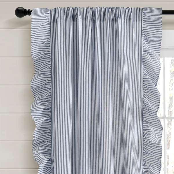 Stripe Ruffled Curtain Panel Set