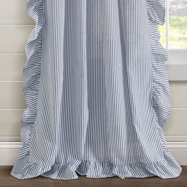 Stripe Ruffled Curtain Panel Set