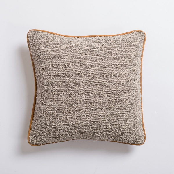 Gray Boucle and Leather Pillow | Kirklands Home