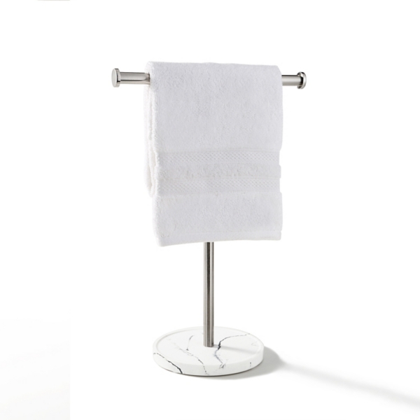 Nickel and White Marble TShape Towel Holder Kirklands Home