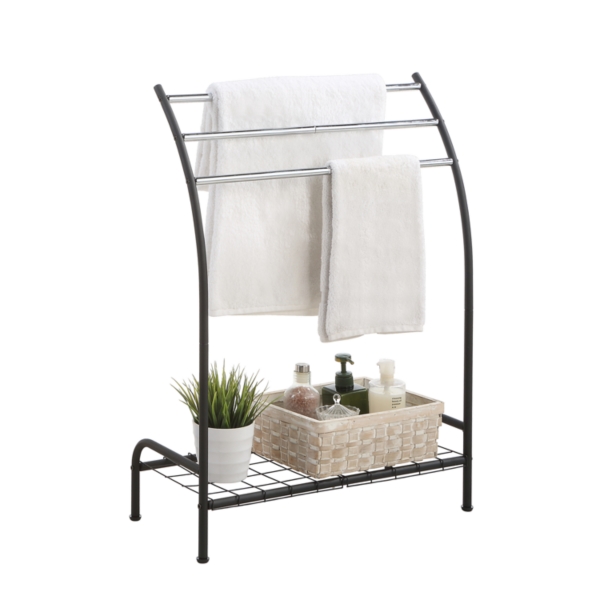 Black Steel 3Bar Standing Towel Rack Kirklands Home