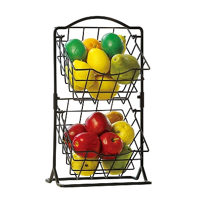 Black Metal Fruit Basket with Banana Hanger