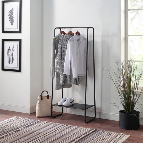 Kirklands Metal Clothing Rack with Shelf Base | Hamilton Place