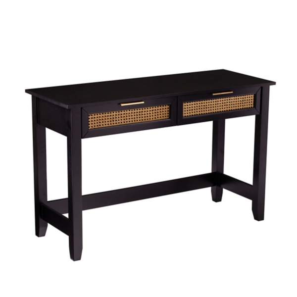 Black Wood Cane Drawers Console Table Kirklands Home