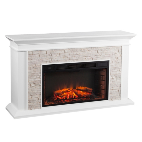 White Faux Stone LED Media Fireplace Kirklands Home