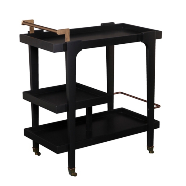 Sleek Black and Brass 3Tier Bar Cart Kirklands Home