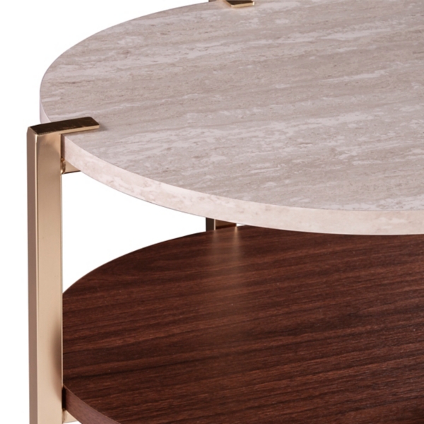 Round Gold 2-Tier Accent Table