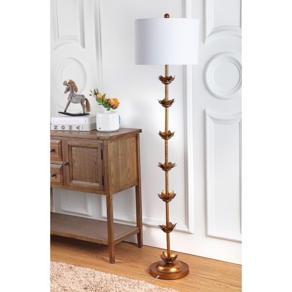 Gold Metal Floral Petals Floor Lamp