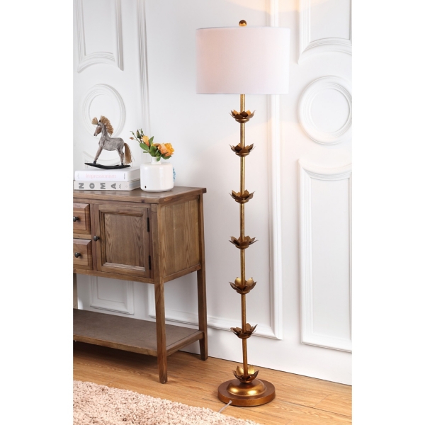 Gold Metal Floral Petals Floor Lamp