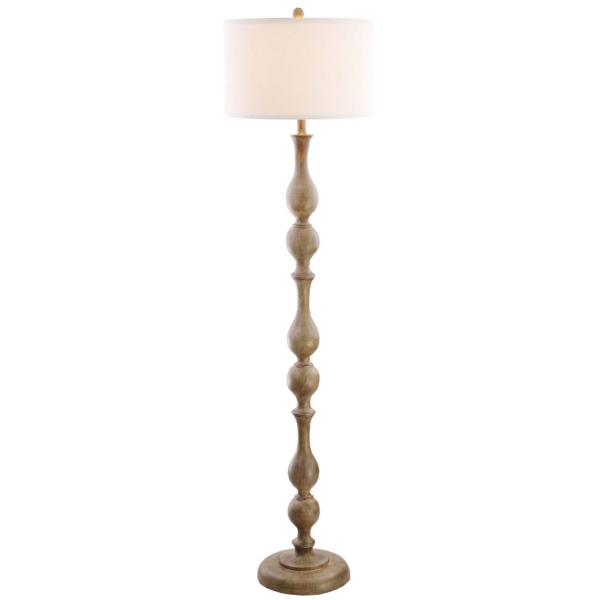 Brown Carved Spindle Floor Lamp