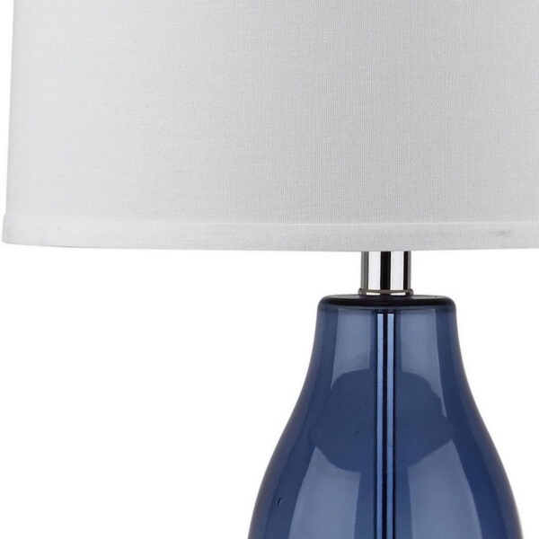 Blue Glass Hourglass Table Lamps, Set of 2