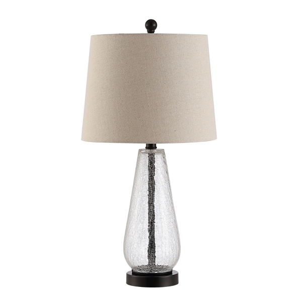 Clear Crackle Glass Bronze Center Table Lamp