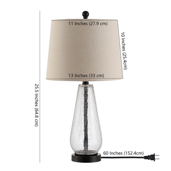 Clear Crackle Glass Bronze Center Table Lamp